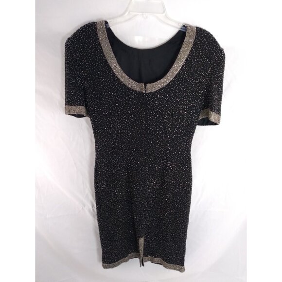 Vtg. Stenay MidCentury Style Silk Shell Beaded Formal Cocktail Midi Dress Sz 8 - Picture 2 of 16